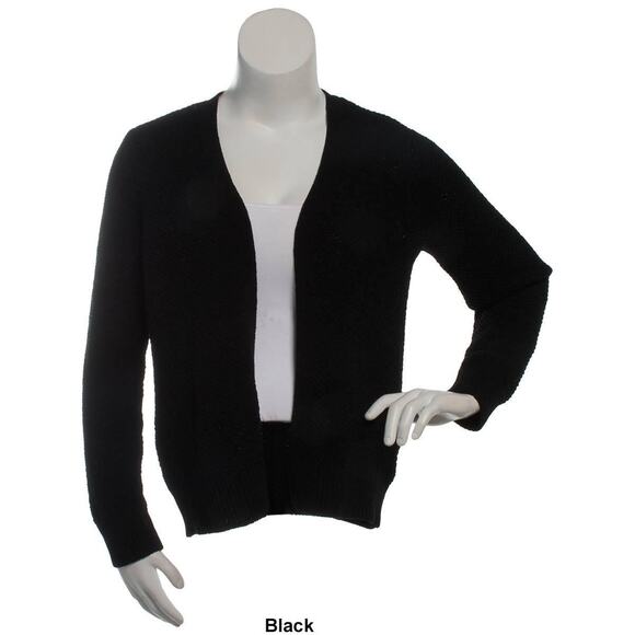 NWT Napa Valley Women’s Medium Black Open Front Knit Cardigan Sweater - Picture 1 of 4